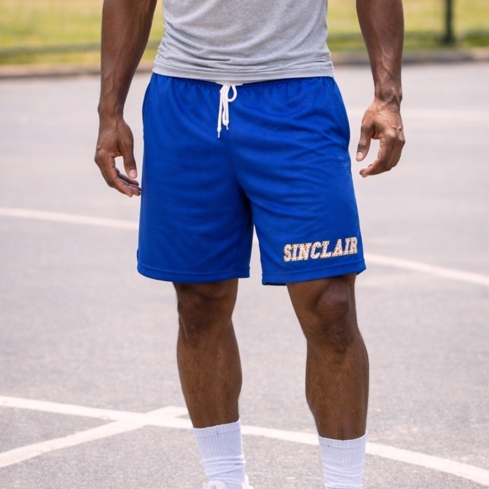 NWT Sinclair size Large hockey mesh Blue Men's athletic Shorts